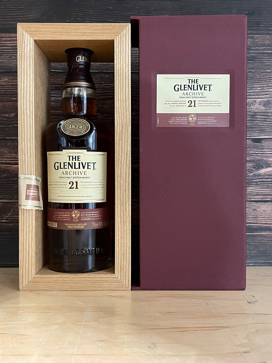 The Glenlivet 21yr Single Malt Scotch Archive Whisky W/ Gift box - 10080432101510