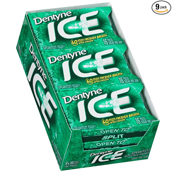 Dentyne Ice Spearmint Sugar Free Gum - 9 Packs of 16 Pieces!  - 125460972916