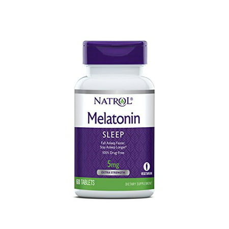 Natrol Melatonin Tablets Helps You Fall Asleep Faster Stay Asleep Longer Strengthen Immune System 100% Vegetarian Extra Strength 5mg 60 Count - 129500738593