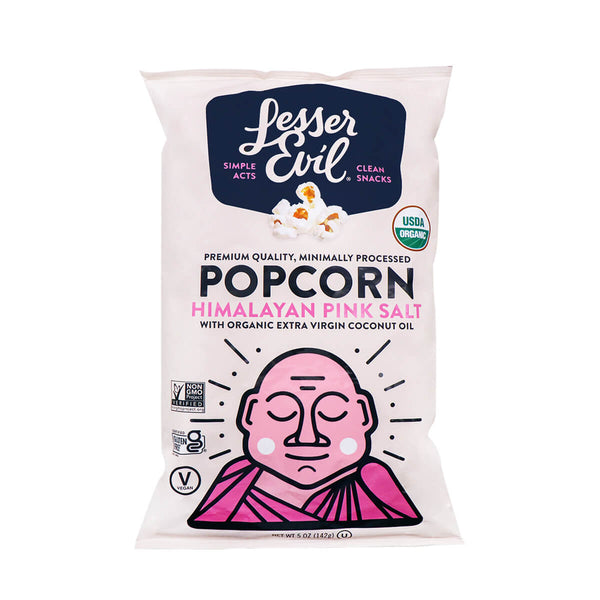 Lesser Evil Popcorn - Organic Coconut Oil And Himalayan Pink - Case Of 12 - 5 Oz. - 180999001001