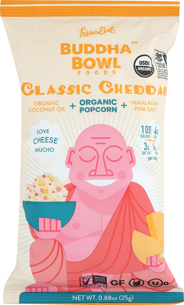 Organic Popcorn With Organic Coconut Oil + Pink Himalayan Salt Classic Cheddah, Classic Cheddah - 180999001490