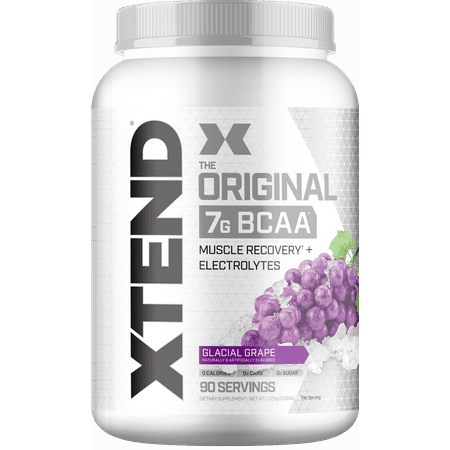 Xtend Original BCAA Powder Branched Chain Amino Acids Sugar Free Post Workout Muscle Recovery Drink with Amino Acids 7g BCAAs for Men & Women Glacial Grape 90 Servings - 181030000182