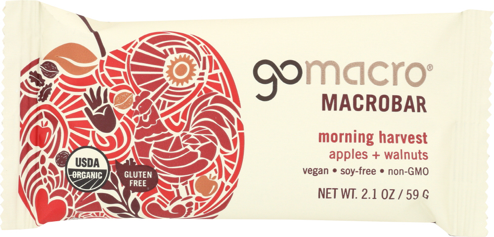 GOMACRO: MacroBar Morning Harvest Apples + Walnuts, 2.1 oz - 0181945000116