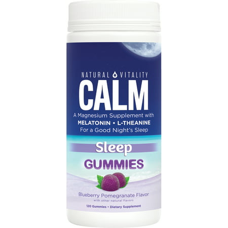 Natural Vitality CALM Sleep Gummies with Magnesium L Theanine Melatonin Sleep Support Gluten Free Blueberry Pomegranate 120 Count - 183405043459