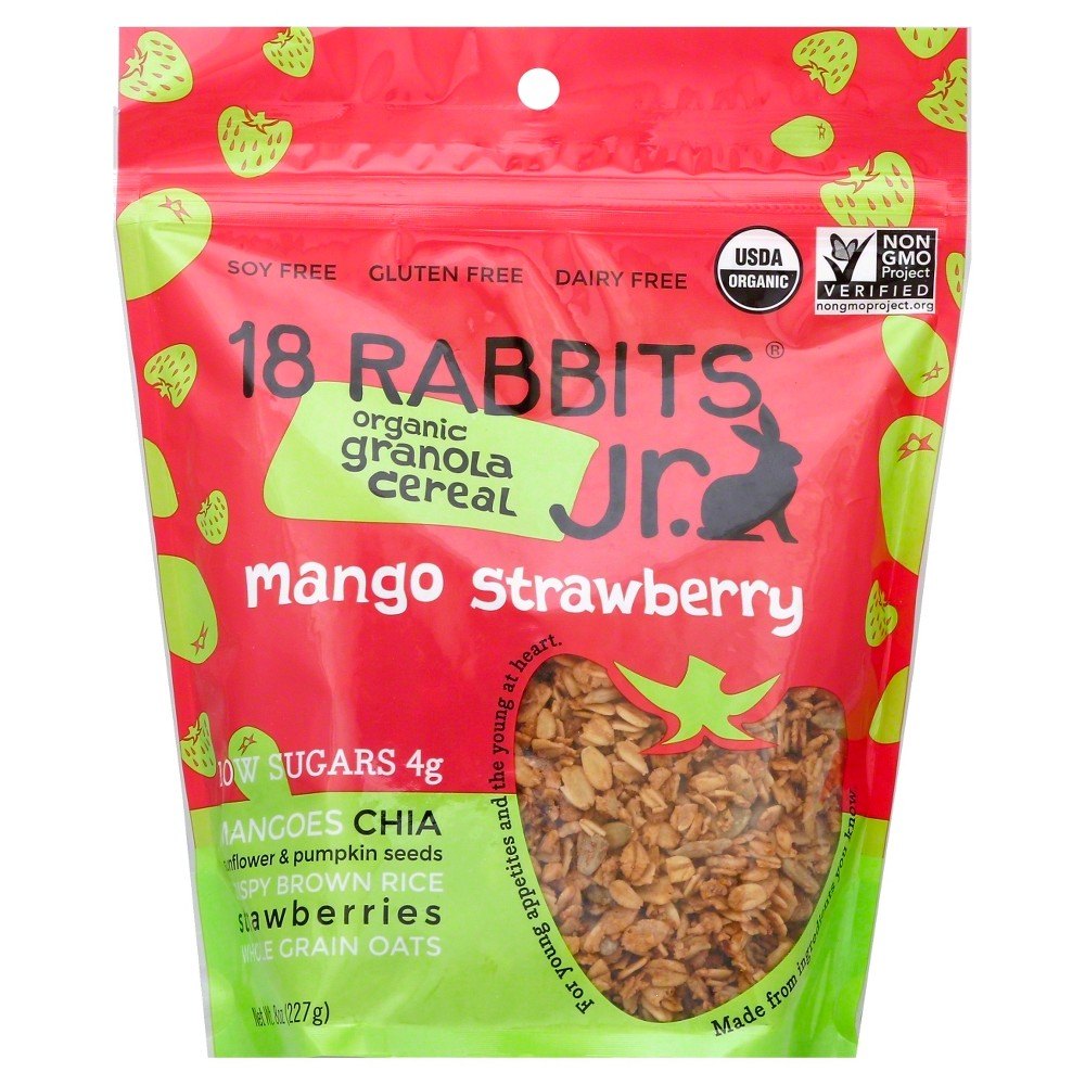18 RABBITS: Mango Strawberry Granola Cereal Jr, 8 oz - 0184500000255