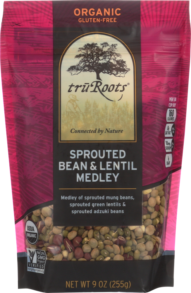Truroots Organic Green Lentils - Sprouted - Case Of 6 - 9 Oz. - 185814001365