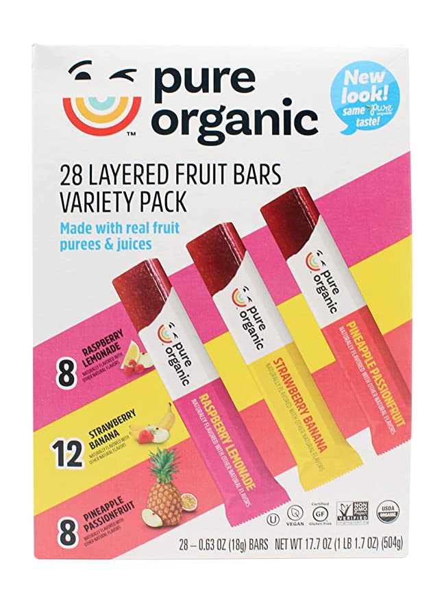  Pure Organic Layered Fruit Bars Variety Pack 28 count (Pack of 1).  - 190912100865
