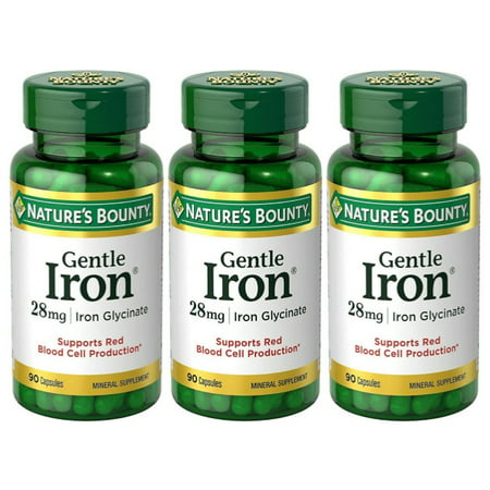 Nature s Bounty Gentle Iron 28 mg 90 Capsules (Pack of 3) - 191565481813