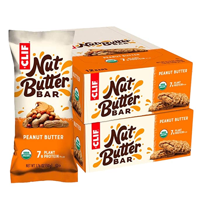 CLIF Nut Butter Bar - Organic Snack Bars - Peanut Butter - Organic - Plant Protein - Non-GMO (1.76 Ounce Protein Snack Bars, 24 Count) - 191751052865