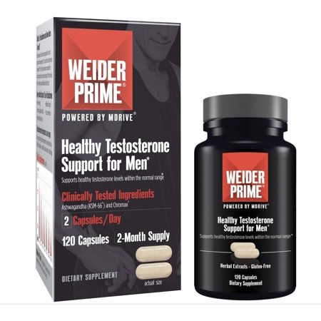 Weider Prime Testosterone Supplement for Men, Healthy Testosterone Support to Help Boost Strength and Build Lean Muscle, 120 Capsules - 191770046913