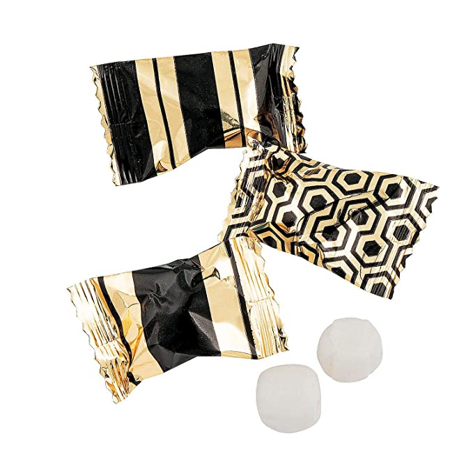 Black and Gold Buttermints (108 Individually Wrapped Mints) - 192073340920