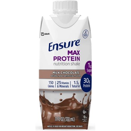 Ensure Max Protein Nutrition Shake with 30g of protein, 1g of Sugar, High Protein Shake, Milk Chocolate, 11 fl oz, 12 Count - 193548244347