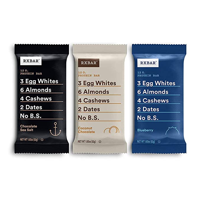  RXBAR Chocolate Sea Salt, Coconut Chocolate, Blueberry Variety Pack, Protein Bar, High Protein Snack, Gluten Free, 1.83 Oz, 24 Count  - 193908001443
