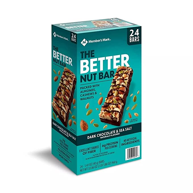 Member's Mark The Better Nut Bar, Dark Chocolate & Sea Salt, 1.4 Oz (24 Count) - 193968100797