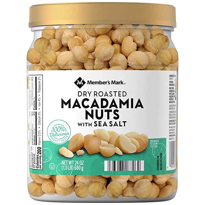  Member's Mark Dry Roasted Macadamia Nuts with Sea Salt, 24oz (1.5lb) 680g  - 193968187262