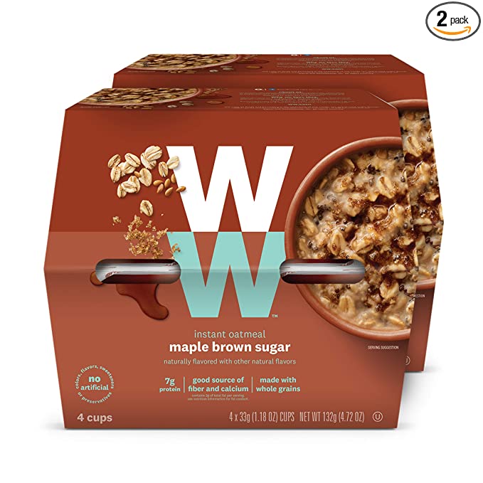  WW Maple Brown Sugar Instant Oatmeal - 3 SmartPoints - 2 Boxes (8 Count) - Weight Watchers Reimagined - 193991000422