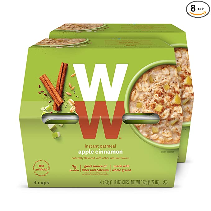  WW Apple Cinnamon Instant Oatmeal - 3 SmartPoints - 2 Boxes (8 Count Total) - Weight Watchers Reimagined - 193991000446