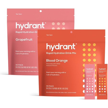 Hydrant Hydrate Blood Orange & Grapefruit Value Pack (2 x 30 Pack) - Electrolyte Powder Rapid Hydration Mix, Hydration Powder Packets Drink Mix, Helps Rehydrate Better Than Water - 194223739721