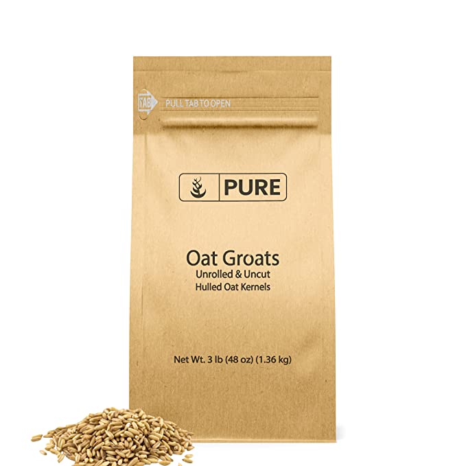  Oat Groats (3 lbs) by PURE, Uncut, Whole & Hulless Oat Kernels - 195507000094