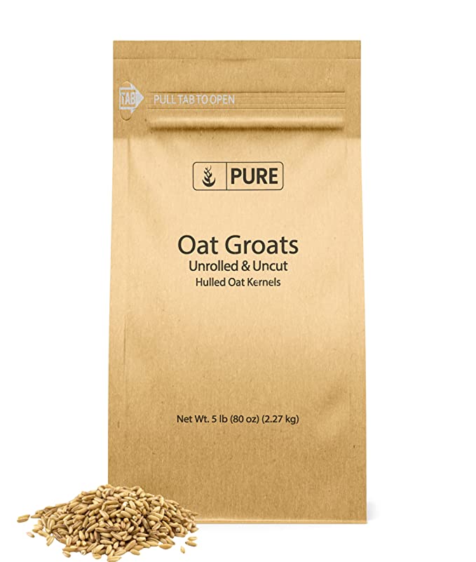  Oat Groats (5 lbs) by PURE, Whole, Uncut & Hulless, High in Protein, Oat Kernels - 195507000216