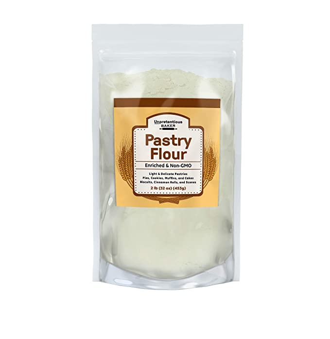  Pastry Flour By Unpretentious Baker, 2 lb, Non-GMO, Great For Flaky Pastries, Pies, Muffins, Biscuits  - 195507005648