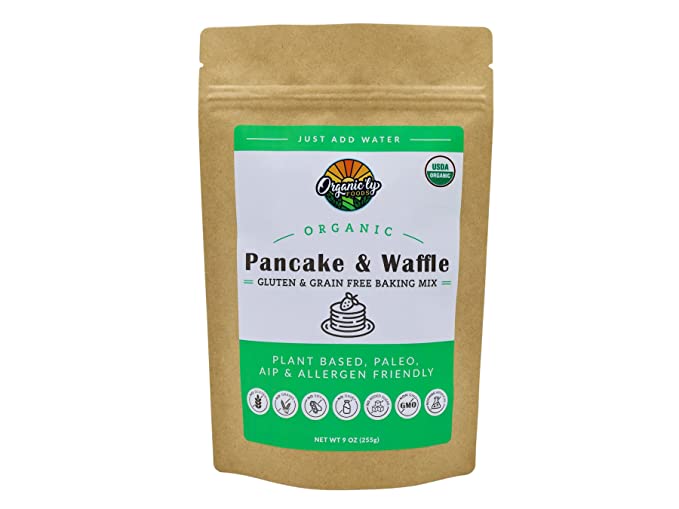  ORGANIC'LY FOODS Organic Just-Add-Water Pancake & Waffle Baking Mix | Gluten Free, Grain Free, Soy Free, Dairy Free, No Added Sugar | USDA Certified & Non-GMO | Paleo Friendly & Plant Based | 1-Pack (9 oz)  - 195893002917