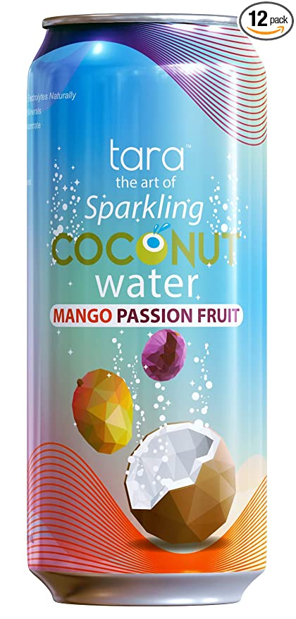  Tara Sparkling Coconut Water | Mango Passionfruit | Antioxidant | 16.9 fl.oz (12 Pack)  - 195893192595