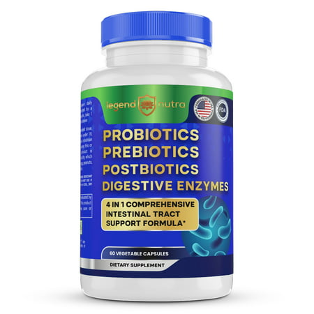 Probiotics Prebiotics Postbiotics Digestive Enzymes 4 in 1 for Men Women 60 Ct Legend Nutra - 195893342471