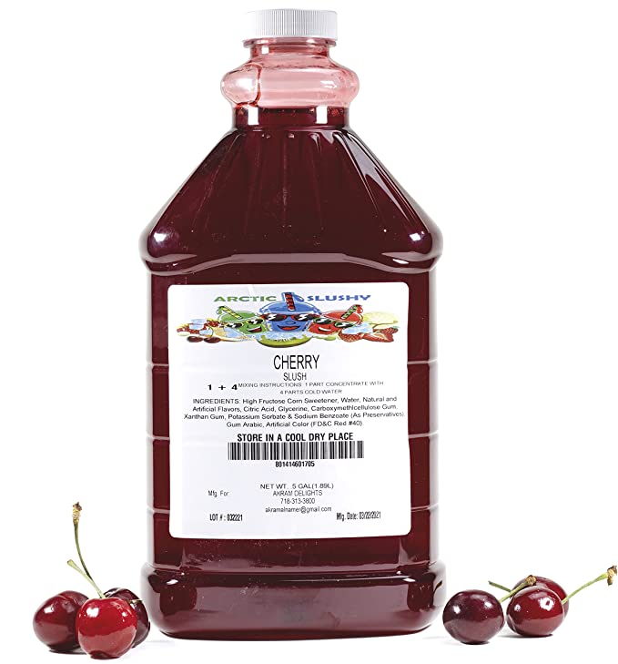 Arctic Slushy Frozen Slushie Syrup Mix - New York Flavored Syrups for Ice Drink Machines, Blenders - DIY, Commercial Blended & Icy Beverage Flavoring - Half-Gallon, Makes 40 Cups (Wild Cherry) - 195893412877