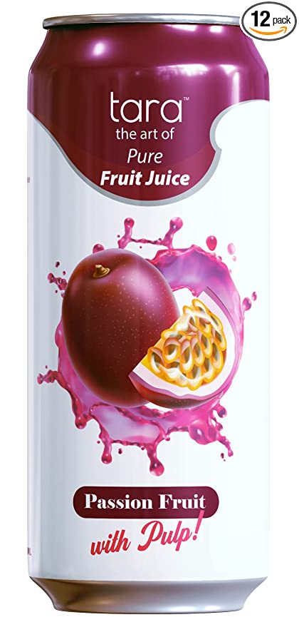  Tara Pure Passion Fruit Juice | With Pulp | No Added Sugar | 16.9 fl.oz (12 Pack)  - 195893683642