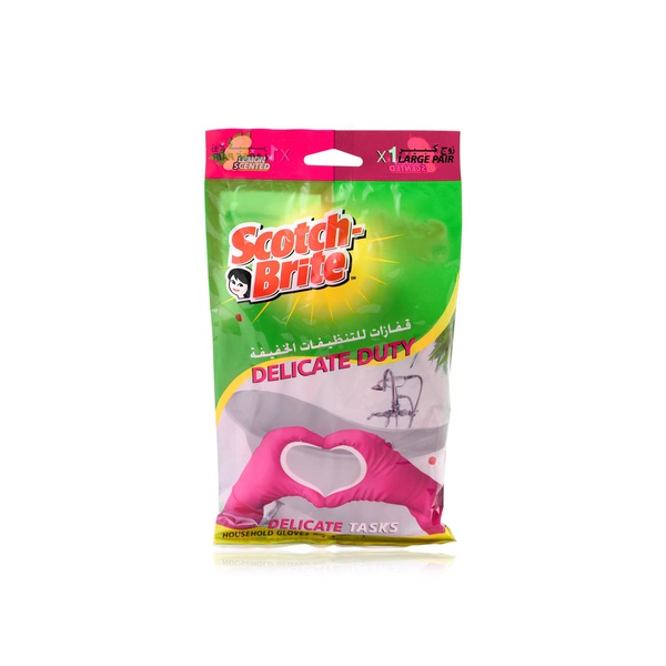 Scotch Brite extra delicate lemon scented duty gloves large pink - Waitrose UAE & Partners - 21200510038