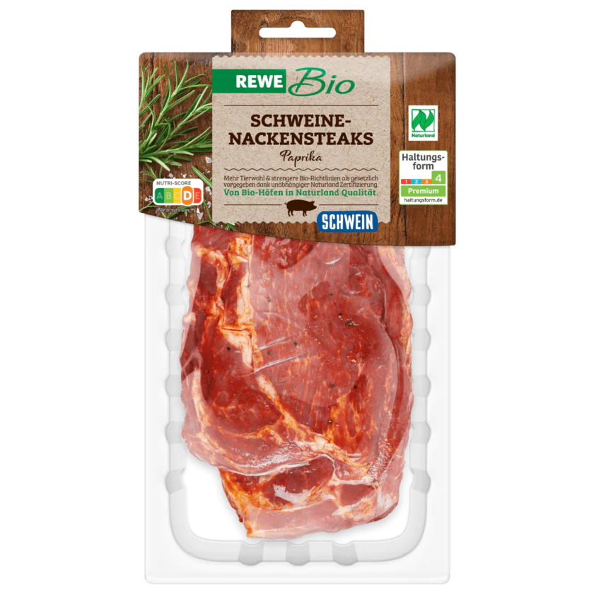 REWE Bio Schweine-Nackensteaks Paprika 2 Stück - 2700450000008