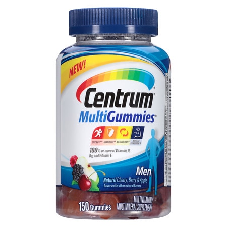 Centrum MultiGummies Men (150 Count, Natural Cherry, Berry, & Apple Flavor) Multivitamin / Multimineral Supplement Gummies, Vitamin D3 - 300054862907