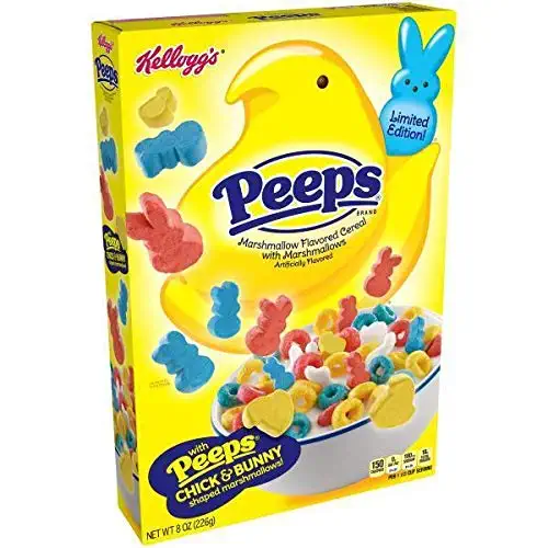 Limited Edition Kelloggs Easter Peep Marshmallow Cereal, Marshmallow Shaped Chick and Bunny, 8 OZ 229g - 300384201155