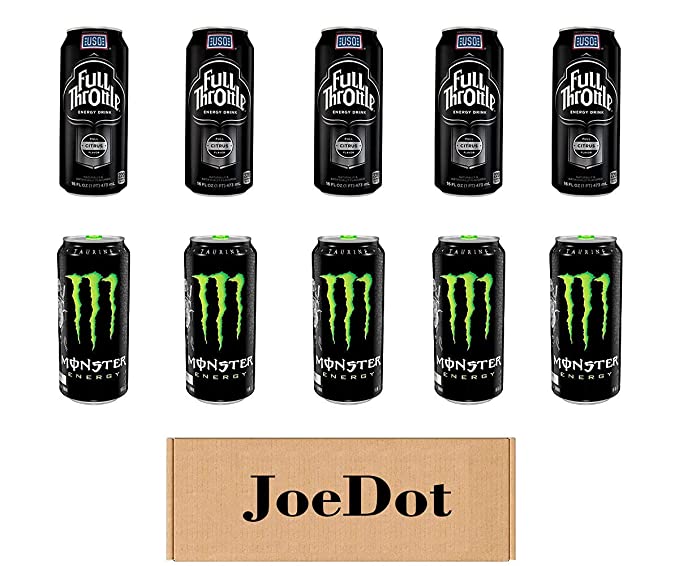 JoeDot box - variety Energy Drinks 16 oz. pack of 10 Cans , FULL THROTTLE ORIGINAL , MONSTER ENERGY - 300713911991