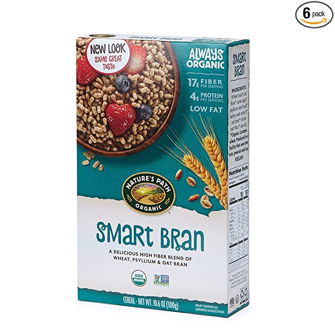 Nature's Path Organic Smart Bran Cereal, 10.6 Ounce (Pack of 6), Non-GMO, 17g Fiber, 4g Protein - 300716609017