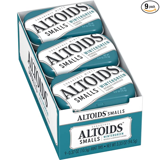  Altoids Smalls Wintergreen Sugarfree Mints, 0.37 Ounce (Pack of 9)  - 300716508976