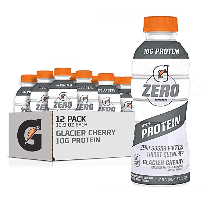Gatorade Zero With Protein, 10g Whey Protein Isolate, Zero Sugar, Electrolytes, Glacier Cherry, 16.9 Fl Oz, 12 Pack - 300716783762