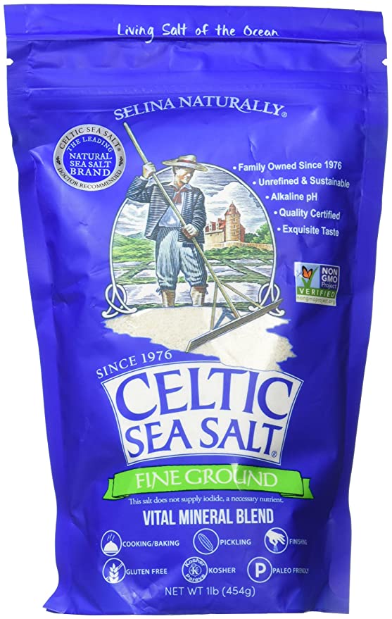 Fine Ground Celtic Sea Salt – (1) 16 Ounce Resealable Bag of Nutritious, Classic Sea Salt, Great for Cooking, Baking, Pickling, Finishing and More, Pantry-Friendly, Gluten-Free - 300717536831