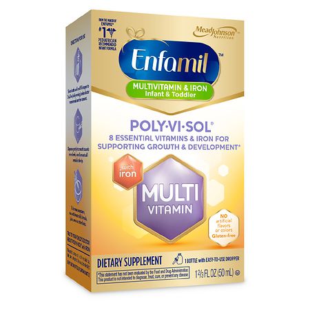 Enfamil Baby Vitamins Enfamil Poly-Vi-Sol 8 Multi-Vitamins & Iron Supplement Drops for Infants & Toddlers, Supports Growth & Development, 50 mL Dropper Bottle (B000GG2KB0) - 300870405012