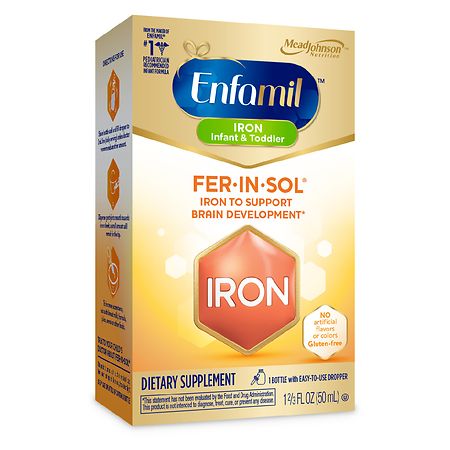 Enfamil Fer-In-Sol Iron Supplement Drops for Infants & Toddlers, Supports Brain Development, 50 mL Dropper Bottle (B000S2I75K) - 300870740021