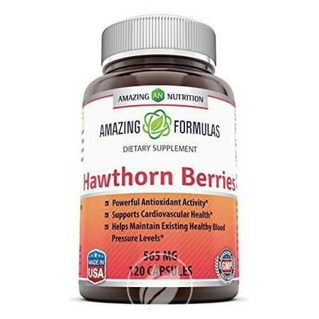 Amazing Formulas Hawthorn Berries 565mg Herb Capsules (Non-GMO Gluten Free) * Powerful Anioxidant Activity * Supports Cardiovascular Health & Immune Health* (120 Count) - 301153363302
