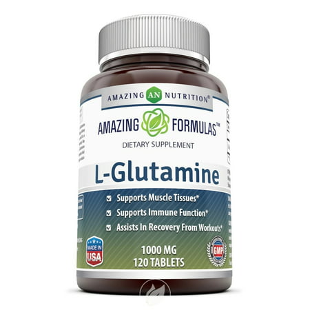 Amazing Formulas L Glutamine Tablets Supplement - 1000mg 120 Tablets Per Bottle - Promotes Workout Recovery Supports The Immune System & Muscle Maintenance - 301153363623