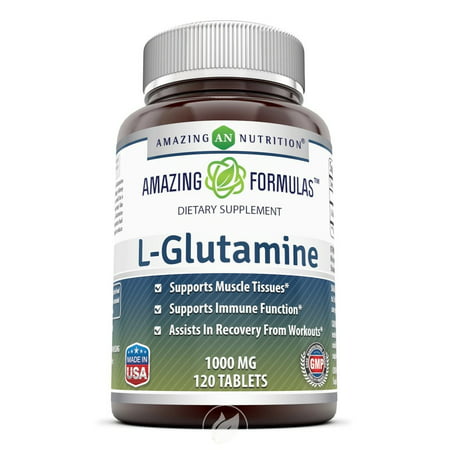 (3 Pack) Amazing Formulas L Glutamine Tablets Supplement - 1000mg 120 Tablets Per Bottle - Promotes Workout Recovery Supports The Immune System & Muscle Maintenance - 301153363647