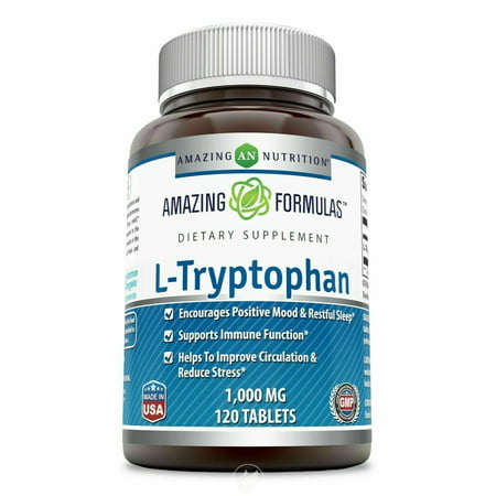 Amazing Formulas L-Tryptophan - 1000 Mg,120 Tablets (Non-GMO,Gluten Free) - Encourages Positive Mood & Restful Sleep - Supports Immune Function - Helps to Improve Circulation & Reduce Stress. - 301153363708