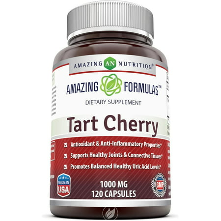 Amazing Formulas Tart Cherry Extract 1000 Mg Capsules - (Non-GMO Gluten Free) - Antioxidant Support - Promotes Joint Health & a Proper Uric Acid Level Balance (120 Count) - 301153364385