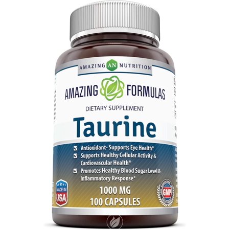 (2 Pack) Amazing Formulas Taurine 1000mg Amino Acid Supplement 100 Capsules (Non GMO Gluten Free) - Potent Antioxidant - Supports Eye Health Healthy Cellular Activity & Cardiovascular Health - 301153364439