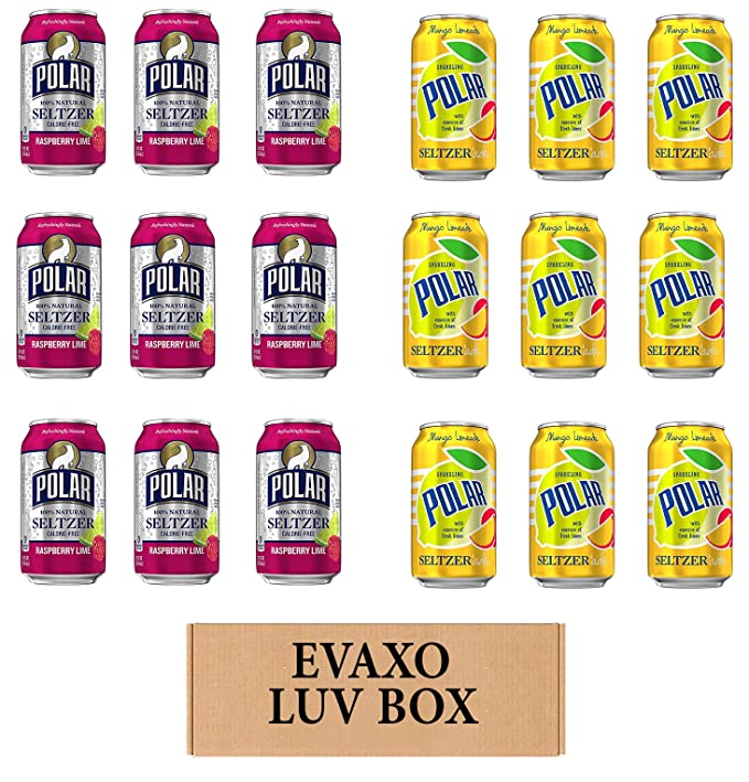 LUV BOX - VARIETY POLAR SELTZER WATER , 12oz CANS , PACK OF 18 , RASPBERRY LIME , SELTZER'ADE MANGO LEMONADE by evaxo - 301158414498