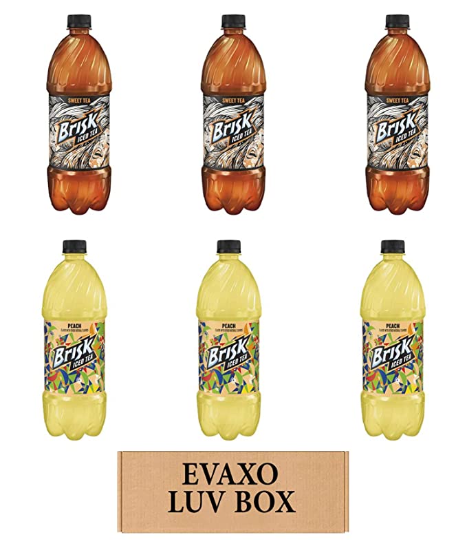 LUV BOX – VARIETY BRISK DRINKS 1 liter BOTTLES, PACK OF 6 , Pineapple Passionfruit, Sweet Tea,by evaxo - 301158417130