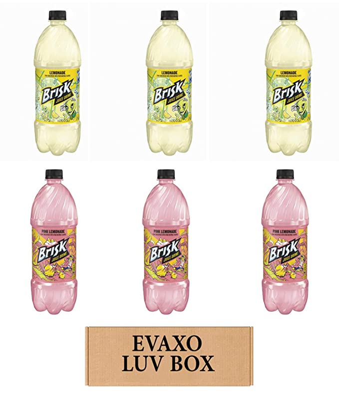 LUV BOX – VARIETY BRISK DRINKS 1 liter BOTTLES, PACK OF 6 , Pink Lemonade, Lemonade,by evaxo - 301158417390